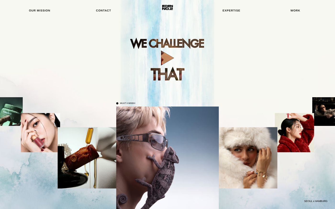 EDEN NO.2 creative agency homepage with its campaign gallery