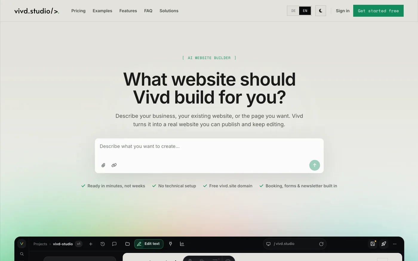 vivd.studio landing page