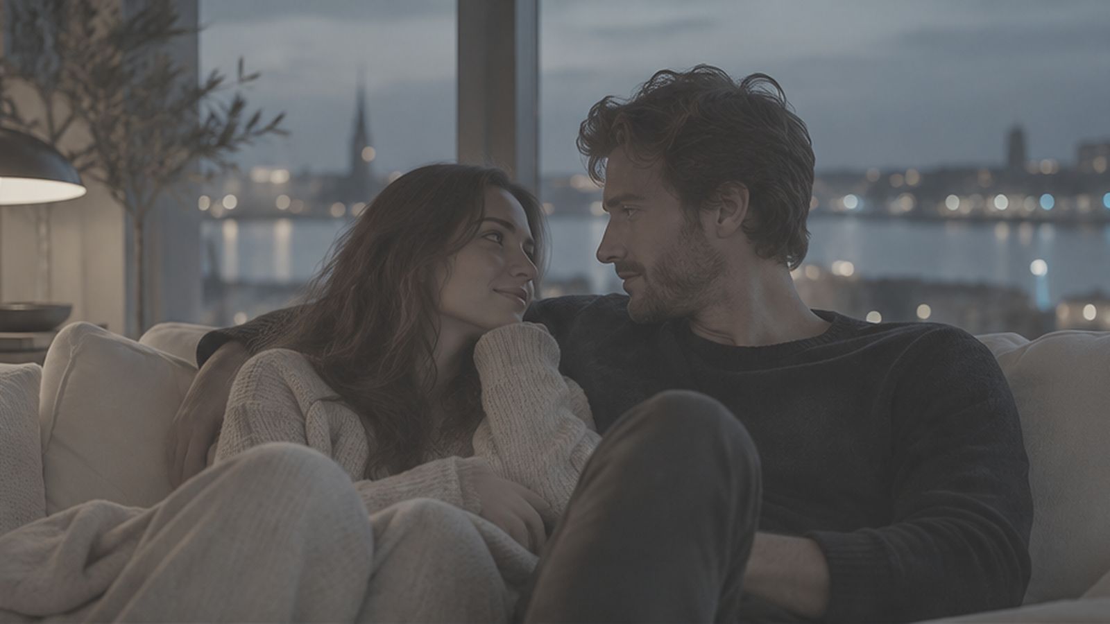 Romantic two-shot in a flat, ungraded Log-C look