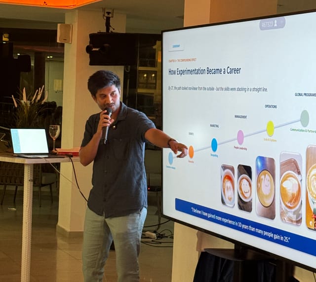 A speaker sharing an idea